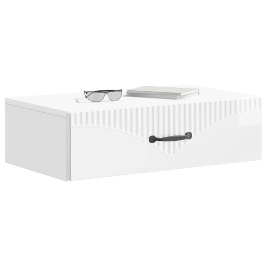 Нощно шкафче ONDA с монтаж на стена и чекмедже, бял гланц, 59 x 34,5 x 17 см