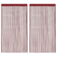Пердета с ресни в цвят бордо за тръбен корниз, 2 бр., 100 x 250 см