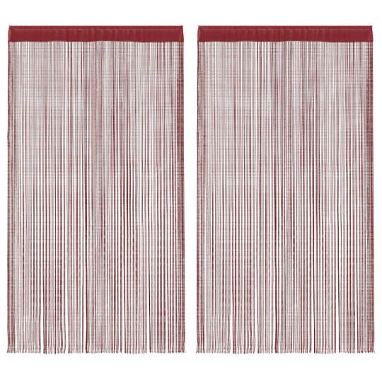 Пердета с ресни в цвят бордо за тръбен корниз, 2 бр., 100 x 250 см