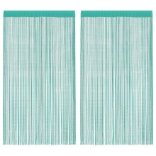 Пердета с ресни в цвят тюркоаз за тръбен корниз, 2 бр., 100 x 250 см