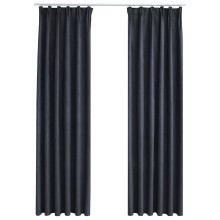 Плътни завеси в цвят антрацит с перделък, 2 бр., 140 x 245 см