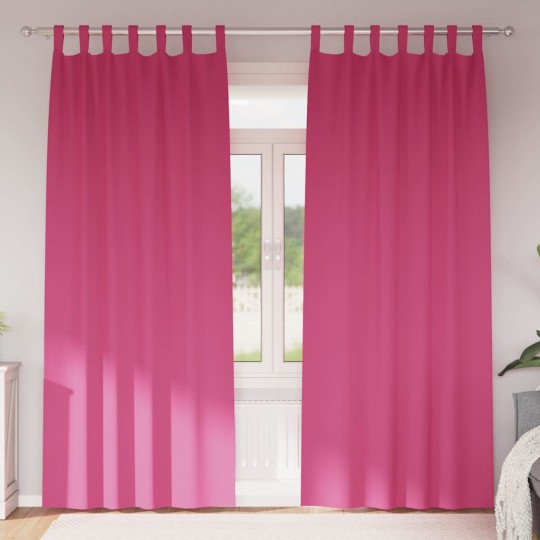 Плътни завеси в цвят фуксия с текстилни гайки (уши), 2 бр., 140 x 260 см