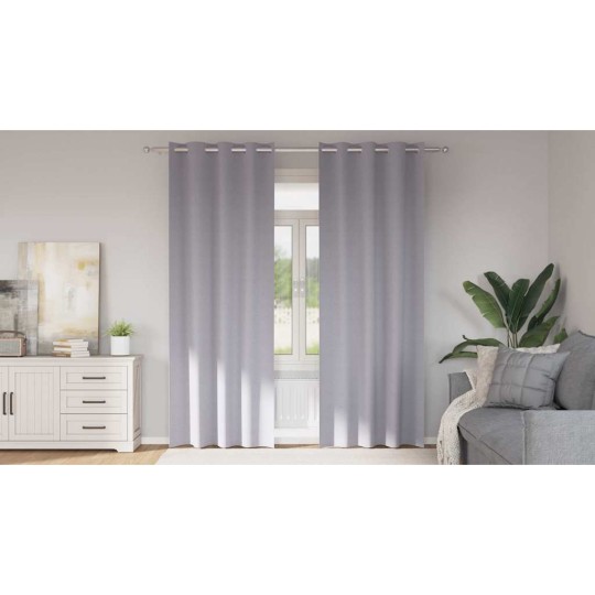 Плътни завеси в цвят сив с метални халки, 2 бр., 140 x 225 см