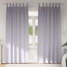 Плътни завеси в цвят сив с текстилни гайки (уши), 2 бр., 140 x 245 см