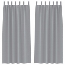 Плътни завеси в цвят сив с текстилни гайки (уши), 2 бр., 140 x 245 см