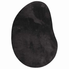Плюшен килим овална капка HUARTE, черен