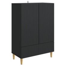 Шкаф LINEA с 2 врати и долно чекмедже, черен, 66 x 34,5 x 95 см
