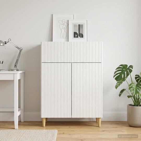 Шкаф LINEA с 2 врати и горно чекмедже, бял гланц, 66 x 34,5 x 90 см