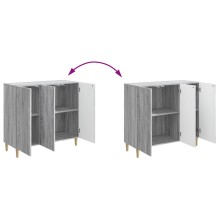 Шкаф LINEA с 3 врати и фрезовани фронтове, сив дъб сонома, 89 x 34,5 x 80 см