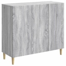 Шкаф LINEA с 3 врати и фрезовани фронтове, сив дъб сонома, 89 x 34,5 x 80 см