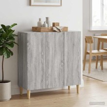 Шкаф LINEA с 3 врати и фрезовани фронтове, сив дъб сонома, 89 x 34,5 x 80 см