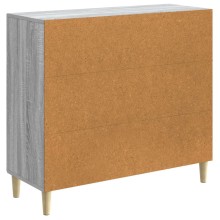 Шкаф LINEA с 3 врати и фрезовани фронтове, сив дъб сонома, 89 x 34,5 x 80 см