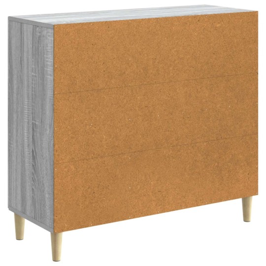 Шкаф LINEA с 3 врати и фрезовани фронтове, сив дъб сонома, 89 x 34,5 x 80 см