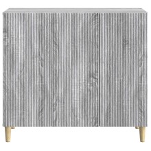 Шкаф LINEA с 3 врати и фрезовани фронтове, сив дъб сонома, 89 x 34,5 x 80 см