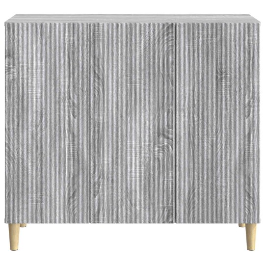 Шкаф LINEA с 3 врати и фрезовани фронтове, сив дъб сонома, 89 x 34,5 x 80 см