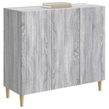 Шкаф LINEA с 3 врати и фрезовани фронтове, сив дъб сонома, 89 x 34,5 x 80 см