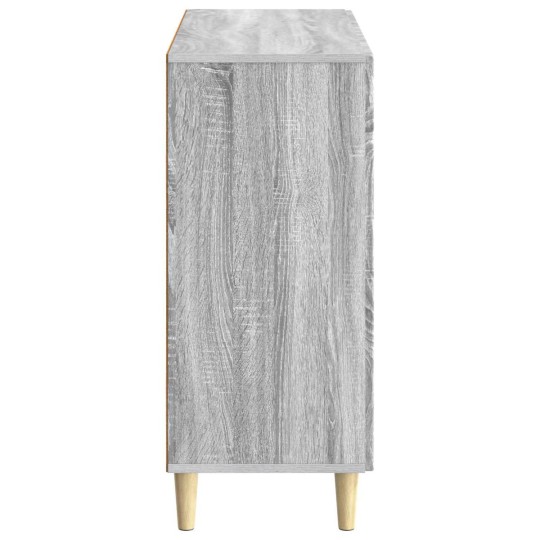 Шкаф LINEA с 3 врати и фрезовани фронтове, сив дъб сонома, 89 x 34,5 x 80 см