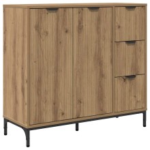 Шкаф с фрезовани фронтове, 2 врати и 3 чекмеджета, дъб артизан, 89,5 x 33 x 82 см
