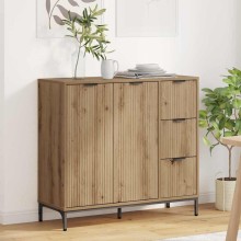 Шкаф с фрезовани фронтове, 2 врати и 3 чекмеджета, дъб артизан, 89,5 x 33 x 82 см