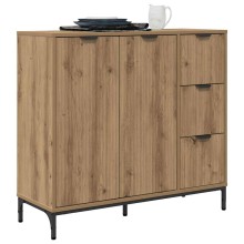 Шкаф с фрезовани фронтове, 2 врати и 3 чекмеджета, дъб артизан, 89,5 x 33 x 82 см