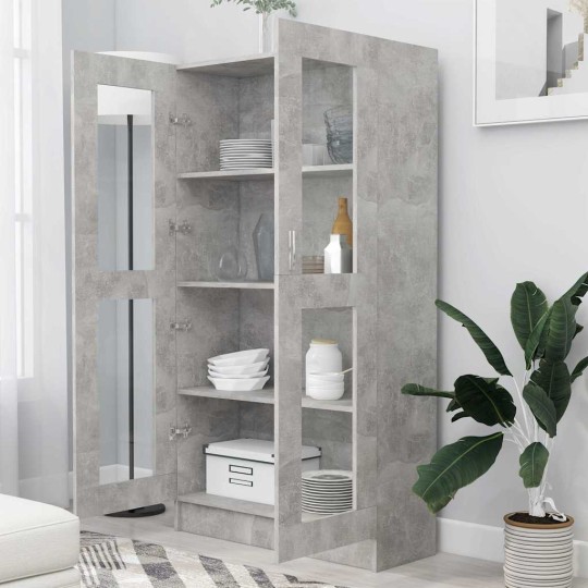 Шкаф витрина AVORA, бетонно сив, 82,5 x 30,5 x 150 см