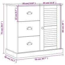 Скрин VIGO от масивна борова дървесина, с висока странична врата, бял, 78 x 40 x 75 см