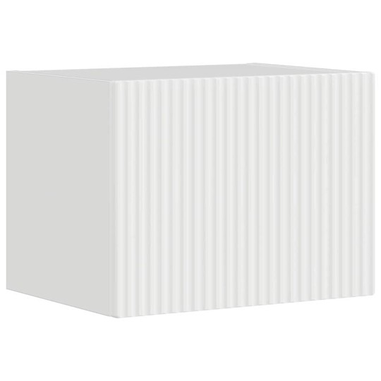 Стенен ТВ шкаф LINEA с вертикално фрезован фронт, бял гланц, 39 x 31 x 29,5 см