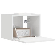 Стенен ТВ шкаф LINEA с вертикално фрезован фронт, бял гланц, 39 x 31 x 29,5 см
