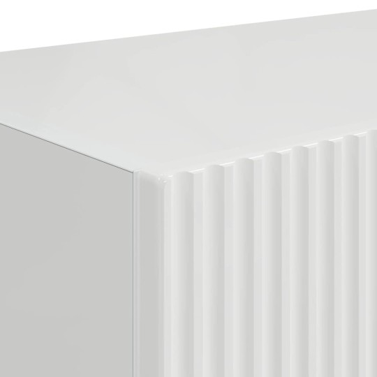 Стенен ТВ шкаф LINEA с вертикално фрезован фронт, бял гланц, 39 x 31 x 29,5 см