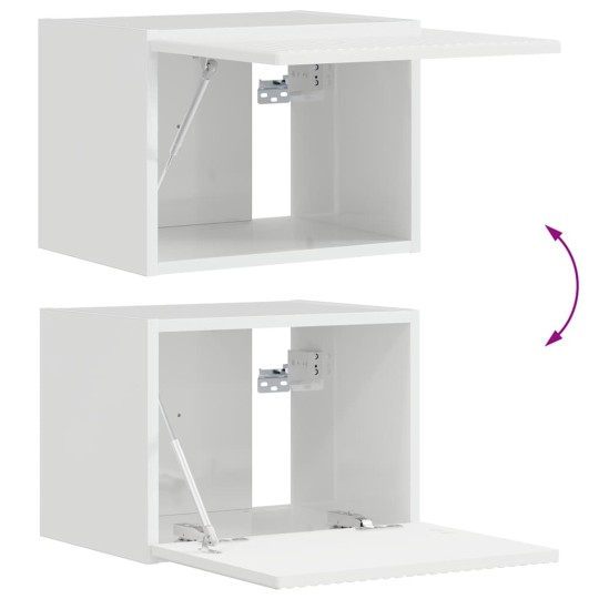Стенен ТВ шкаф LINEA с вертикално фрезован фронт, бял гланц, 39 x 31 x 29,5 см