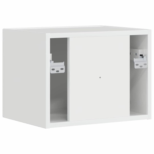 Стенен ТВ шкаф LINEA с вертикално фрезован фронт, бял гланц, 39 x 31 x 29,5 см