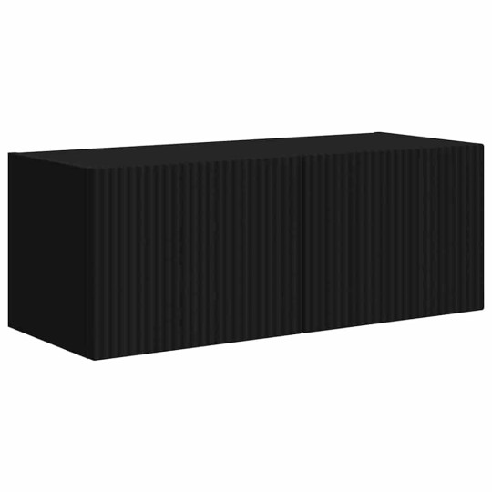 Стенен ТВ шкаф LINEA с вертикално фрезован фронт, черен, 78,5 x 30 x 29,5 см