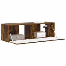 Стенен ТВ шкаф LINEA с вертикално фрезован фронт, опушен дъб, 98 x 31 x 29,5 см