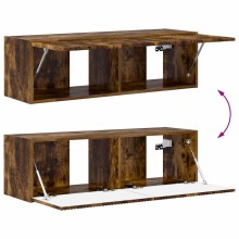 Стенен ТВ шкаф LINEA с вертикално фрезован фронт, опушен дъб, 98 x 31 x 29,5 см