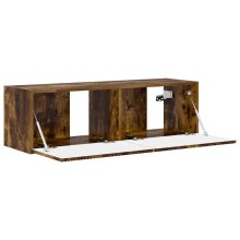 Стенен ТВ шкаф LINEA с вертикално фрезован фронт, опушен дъб, 98 x 31 x 29,5 см