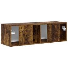 Стенен ТВ шкаф LINEA с вертикално фрезован фронт, опушен дъб, 98 x 31 x 29,5 см
