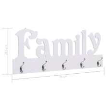 Стенна закачалка FAMILY, бяла, 74 x 29,5 см