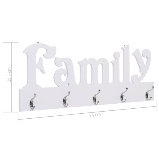 Стенна закачалка FAMILY, бяла, 74 x 29,5 см