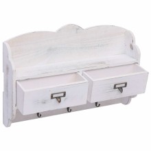 Стенна закачалка за палта, бяла, 50 x 10 x 34 см, дърво