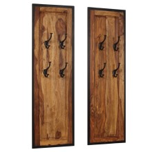 Стенни закачалки, масивна акациева дървесина, комплект от 2 бр., 35 x 110 см