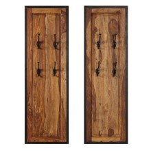 Стенни закачалки, масивна акациева дървесина, комплект от 2 бр., 35 x 110 см