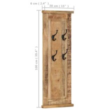 Стенни закачалки, масивна мангова дървесина, комплект от 2 бр., 38 x 100 см