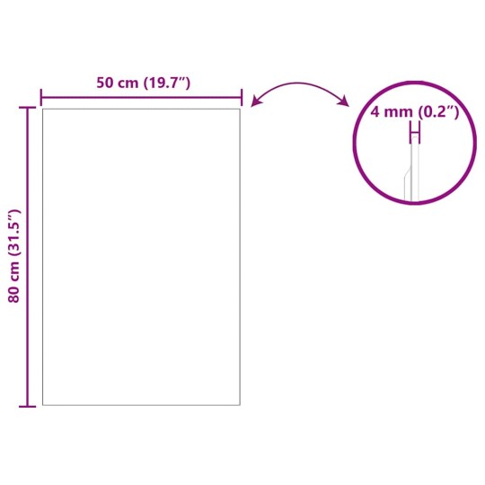 Стенно огледало без рамка от закалено стъкло 50 x 80 см