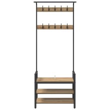 Стояща закачалка с рафтове за обувки, дъб артизан, 75 x 34 x 184 см