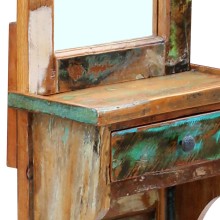 Свободностоящо огледало от регенерирано дърво масив с чекмедже, 47 x 23 x 180 см