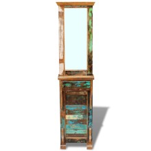Свободностоящо огледало от регенерирано дърво масив с чекмедже, 47 x 23 x 180 см
