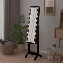 Свободностоящо огледало в цял ръст с LED осветление и вграден шкаф за бижута и козметика 34 x 37 x 146 см