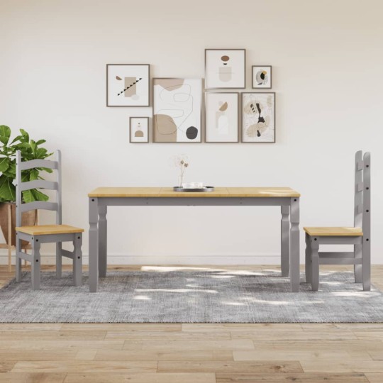 Трапезна маса Corona в стил Rustic, сива чамова дървесина масив, 160 x 80 см
