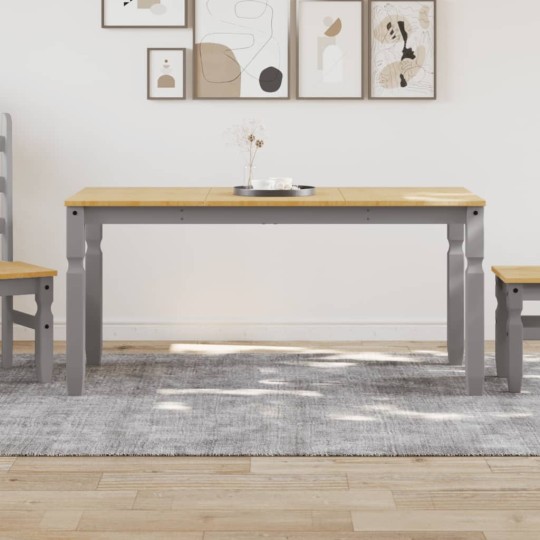 Трапезна маса Corona в стил Rustic, сива чамова дървесина масив, 160 x 80 см