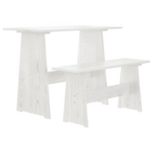Трапезна маса с пейка REINE в стил Scandinavian, бяло борово дърво масив, 100 x 60 см